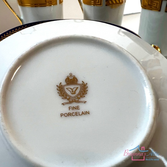 Yau Shing Laurel Shield Vintage Fine Porcelain Espresso/Demitasse Set 15 Piece - Picture 11 of 11
